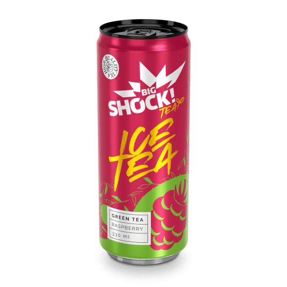 Malina Raspberry Tea Big Shock! Zelený čaj Malina 330ml – Svieža energia pre fokus